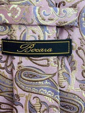 Bocara Mens Silk Neck Tie Pink Lavender Gold Jacquard Paisley Luxury Handmade